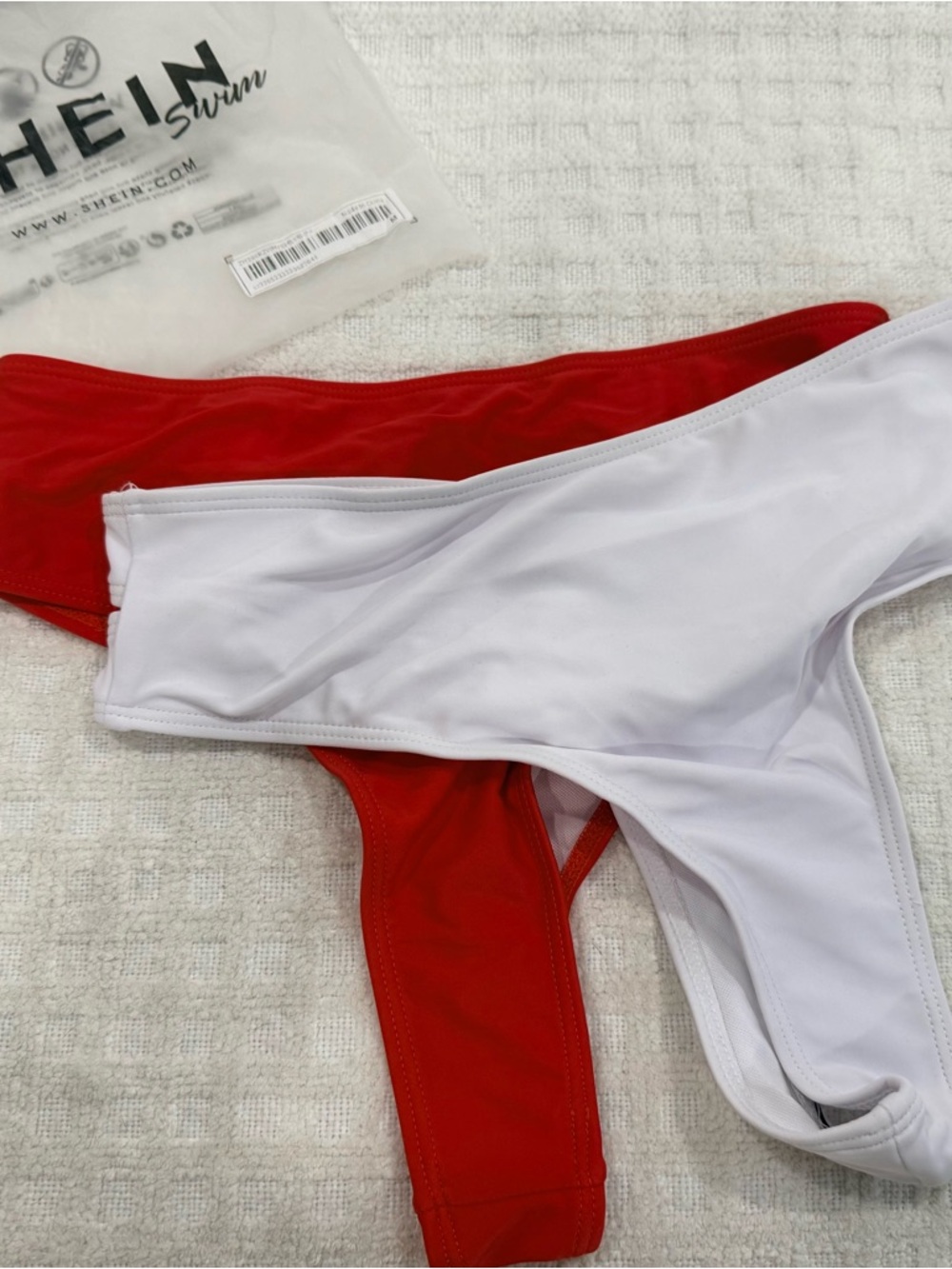 Bikini Bottom Bundle - Two Piece Red and White Set by Shein NWT Sz. Medium